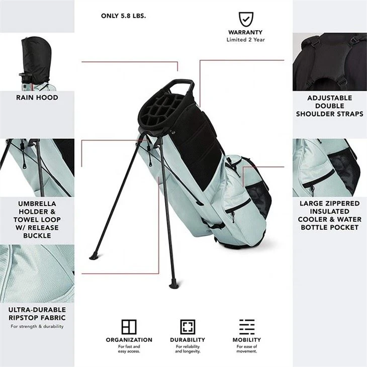 Classic Design Polyester 14 Way Full Lengh Dividers Golf Stand Bag